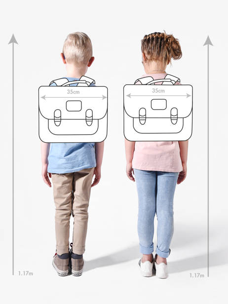 Boekentas Rétro 2 Compartimenten Cameleon Blauw retro CA35 ander zicht 1